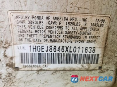 Zdjęcie 12 z 12 samochodu: 1999 HONDA CIVIC EX VIN:1HGEJ8646XL011638 - miniatura