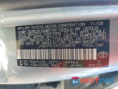 Zdjęcie 12 z 12 samochodu: 2009 TOYOTA YARIS BASE VIN:JTDKT903495248878 - miniatura
