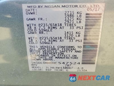 Zdjęcie 14 z 14 samochodu: 2017 INFINITI QX60 BASE VIN:5N1DL0MM0HC547524 - miniatura