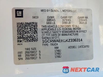 Zdjęcie 13 z 13 samochodu: 2019 CHEVROLET SILVERADO C1500 VIN:1GCRWAEH1KZ336314 - miniatura