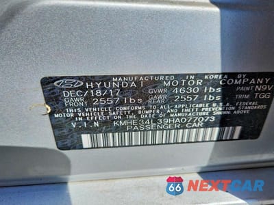 Zdjęcie 12 z 12 samochodu: 2017 HYUNDAI SONATA HYBRID LIMITED VIN:KMHE34L39HA077073 - miniatura
