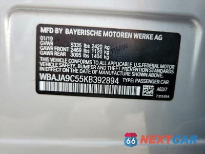Zdjęcie 12 z 12 samochodu: 2019 BMW 5 SERIES 530E XDRIVE VIN:WBAJA9C55KB392894 - miniatura