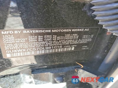 Zdjęcie 12 z 12 samochodu: 2013 BMW X3 XDRIVE35I VIN:5UXWX7C57DL981016 - miniatura