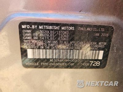 Zdjęcie 12 z 12 samochodu: 2017 MITSUBISHI MIRAGE SE VIN:ML32A4HJ3HH000620 - miniatura