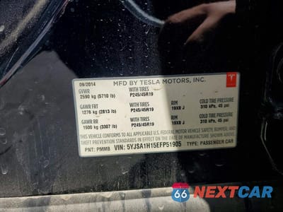 Zdjęcie 12 z 12 samochodu: 2014 TESLA MODEL S VIN:5YJSA1H15EFP51905 - miniatura