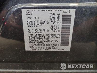 Zdjęcie 14 z 14 samochodu: 2013 NISSAN PATHFINDER S VIN:5N1AR2MM9DC607582 - miniatura