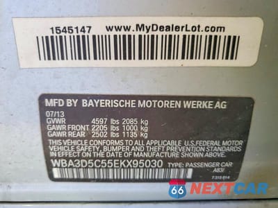 Zdjęcie 12 z 12 samochodu: 2014 BMW 328 D XDRIVE VIN:WBA3D5C55EKX95030 - miniatura