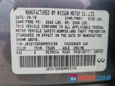 Zdjęcie 12 z 12 samochodu: 2019 INFINITI Q50 3.0T LUXE VIN:JN1EV7AR9KM553158 - miniatura