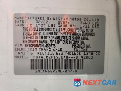 Zdjęcie 13 z 13 samochodu: 2022 NISSAN KICKS S VIN:3N1CP5BV3NL489778 - miniatura