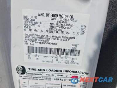 Zdjęcie 12 z 12 samochodu: 2013 FORD F150 SUPERCREW VIN:1FTFW1ET6DFB36766 - miniatura