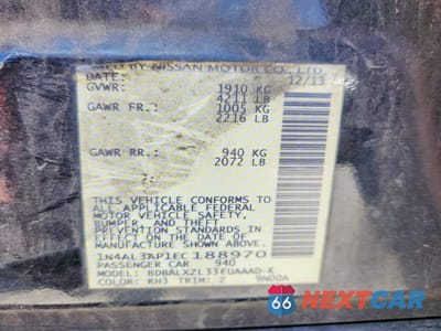 Zdjęcie 12 z 12 samochodu: 2014 NISSAN ALTIMA 2.5 SL VIN:1N4AL3AP1EC188970 - miniatura