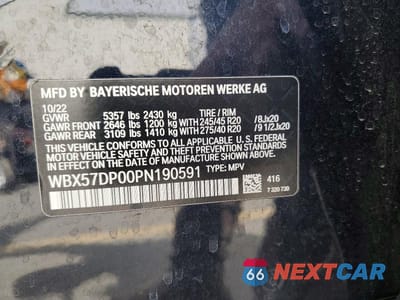 Zdjęcie 13 z 13 samochodu: 2023 BMW X3 XDRIVE30I VIN:WBX57DP00PN190591 - miniatura