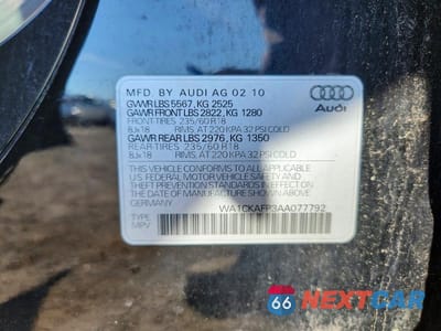 Zdjęcie 13 z 13 samochodu: 2010 AUDI Q5 PREMIUM VIN:WA1CKAFP3AA077792 - miniatura