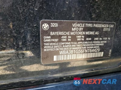 Zdjęcie 12 z 12 samochodu: 2015 BMW 320 I VIN:WBA3B1G56FNT64429 - miniatura