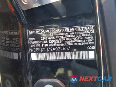 Zdjęcie 12 z 12 samochodu: 2002 MERCEDES-BENZ CL 500 VIN:WDBPJ75J72A029657 - miniatura