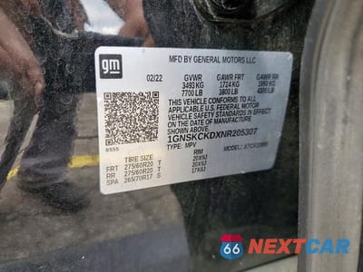 Zdjęcie 13 z 13 samochodu: 2022 CHEVROLET SUBURBAN K1500 LT VIN:1GNSKCKDXNR205307 - miniatura