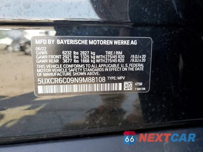 Zdjęcie 13 z 13 samochodu: 2022 BMW X5 XDRIVE40I VIN:5UXCR6C09N9M88108 - miniatura