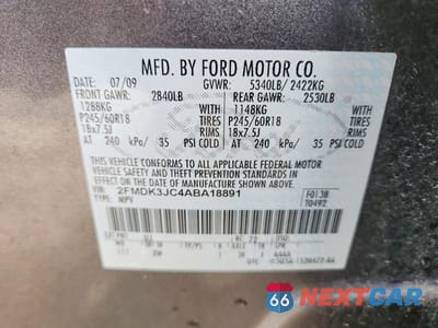 Zdjęcie 13 z 13 samochodu: 2010 FORD EDGE SEL VIN:2FMDK3JC4ABA18891 - miniatura
