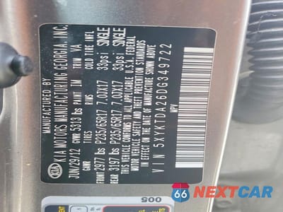 Zdjęcie 13 z 13 samochodu: 2013 KIA SORENTO LX VIN:5XYKTDA26DG349722 - miniatura