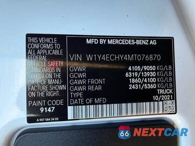Zdjęcie 10 z 14 samochodu: 2021 MERCEDES-BENZ SPRINTER 2500 VIN:W1Y4ECHY4MT076870 - miniatura