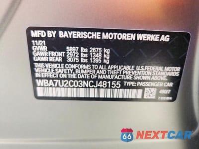 Zdjęcie 13 z 13 samochodu: 2022 BMW 750 XI VIN:WBA7U2C03NCJ48155 - miniatura