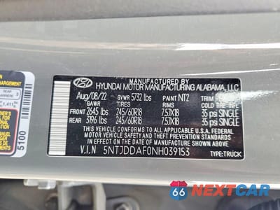 Zdjęcie 13 z 13 samochodu: 2022 HYUNDAI SANTA CRUZ SEL PREMIUM VIN:5NTJDDAF0NH039153 - miniatura