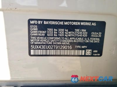 Zdjęcie 13 z 13 samochodu: 2026 BMW X5 XDRIVE50E VIN:5UX43EU02T9129016 - miniatura