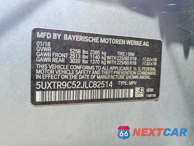 Zdjęcie 13 z 13 samochodu: 2018 BMW X3 XDRIVE30I VIN:5UXTR9C52JLC82514 - miniatura