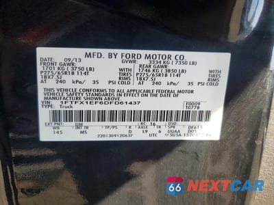 Zdjęcie 12 z 12 samochodu: 2013 FORD F150 SUPER CAB VIN:1FTFX1EF6DFD61437 - miniatura