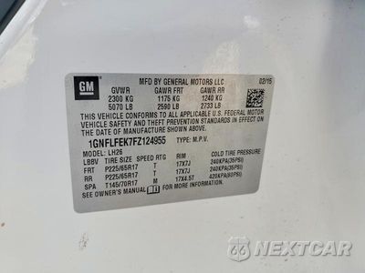 Zdjęcie 13 z 13 samochodu: 2015 CHEVROLET EQUINOX LT VIN:1GNFLFEK7FZ124955 - miniatura