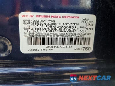 Zdjęcie 12 z 12 samochodu: 2015 MITSUBISHI OUTLANDER SE VIN:JA4AD3A31FZ013163 - miniatura