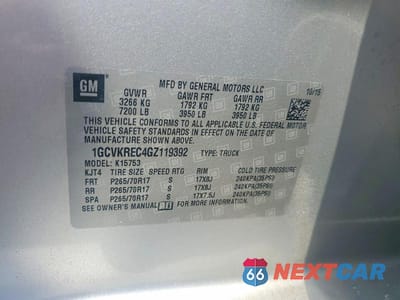 Zdjęcie 12 z 12 samochodu: 2016 CHEVROLET SILVERADO K1500 LT VIN:1GCVKREC4GZ119392 - miniatura