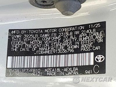 Zdjęcie 12 z 12 samochodu: 2026 TOYOTA COROLLA LE VIN:JTDB4MEE9T3036796 - miniatura
