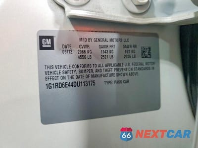 Zdjęcie 12 z 12 samochodu: 2013 CHEVROLET VOLT VIN:1G1RD6E44DU113175 - miniatura