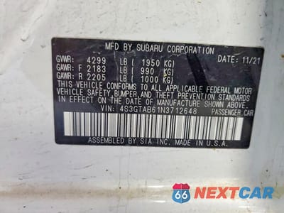 Zdjęcie 13 z 13 samochodu: 2022 SUBARU IMPREZA VIN:4S3GTAB61N3712648 - miniatura