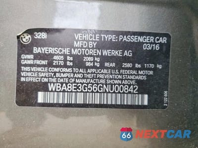 Zdjęcie 12 z 12 samochodu: 2016 BMW 328 XI SULEV VIN:WBA8E3G56GNU00842 - miniatura