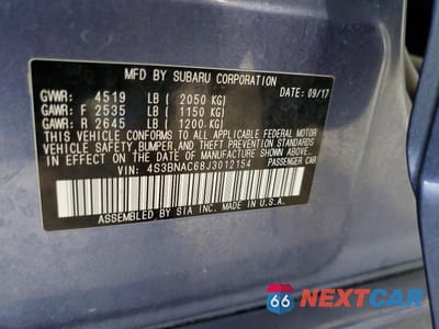 Zdjęcie 12 z 12 samochodu: 2018 SUBARU LEGACY 2.5I PREMIUM VIN:4S3BNAC68J3012154 - miniatura