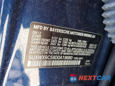 Zdjęcie 13 z 13 samochodu: 2013 BMW X3 XDRIVE28I VIN:5UXWX9C58D0A19680 - miniatura