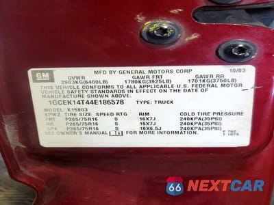 Zdjęcie 12 z 12 samochodu: 2004 CHEVROLET SILVERADO K1500 VIN:1GCEK14T44E186578 - miniatura