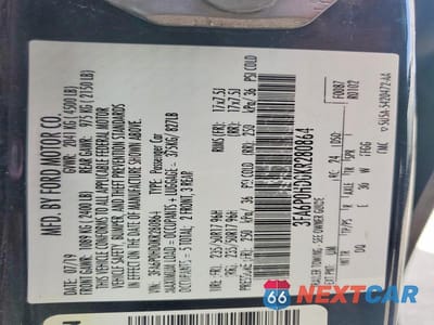 Zdjęcie 12 z 12 samochodu: 2019 FORD FUSION SE VIN:3FA6P0HD0KR280864 - miniatura