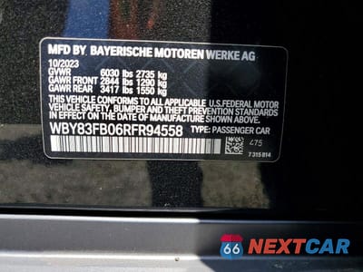 Zdjęcie 13 z 13 samochodu: 2024 BMW I4 XDRIVE 40 VIN:WBY83FB06RFR94558 - miniatura