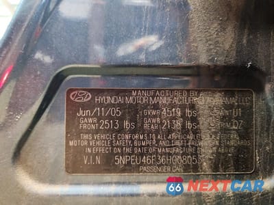 Zdjęcie 12 z 12 samochodu: 2006 HYUNDAI SONATA GLS V6 VIN:5NPEU46F36H008053 - miniatura