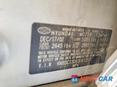 Zdjęcie 12 z 12 samochodu: 2003 HYUNDAI SANTA FE GLS VIN:KM8SC13D63U433531 - miniatura