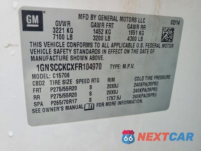 Zdjęcie 13 z 13 samochodu: 2015 CHEVROLET TAHOE C1500 LTZ VIN:1GNSCCKCXFR104970 - miniatura