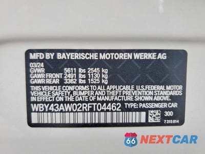 Zdjęcie 13 z 13 samochodu: 2024 BMW I4 EDRIVE 35 VIN:WBY43AW02RFT04462 - miniatura