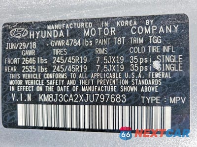 Zdjęcie 13 z 13 samochodu: 2018 HYUNDAI TUCSON VALUE VIN:KM8J3CA2XJU797683 - miniatura