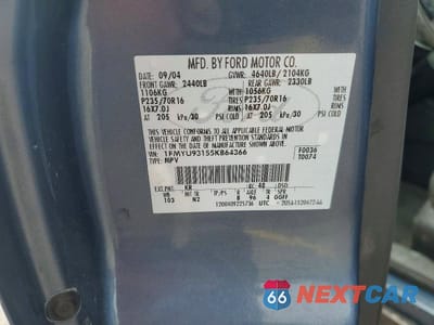 Zdjęcie 13 z 13 samochodu: 2005 FORD ESCAPE XLT VIN:1FMYU93155KB64366 - miniatura