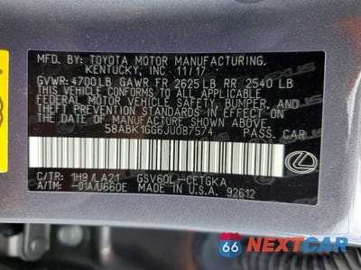 Zdjęcie 12 z 12 samochodu: 2018 LEXUS ES 350 VIN:58ABK1GG6JU087574 - miniatura
