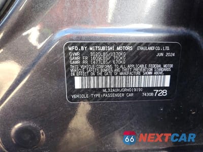 Zdjęcie 13 z 13 samochodu: 2024 MITSUBISHI MIRAGE ES VIN:ML32AUHJ0RH019191 - miniatura