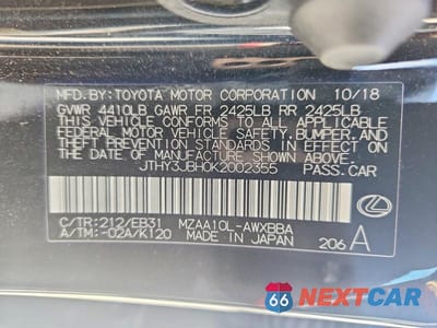 Zdjęcie 13 z 13 samochodu: 2019 LEXUS UX 200 VIN:JTHY3JBH0K2002355 - miniatura